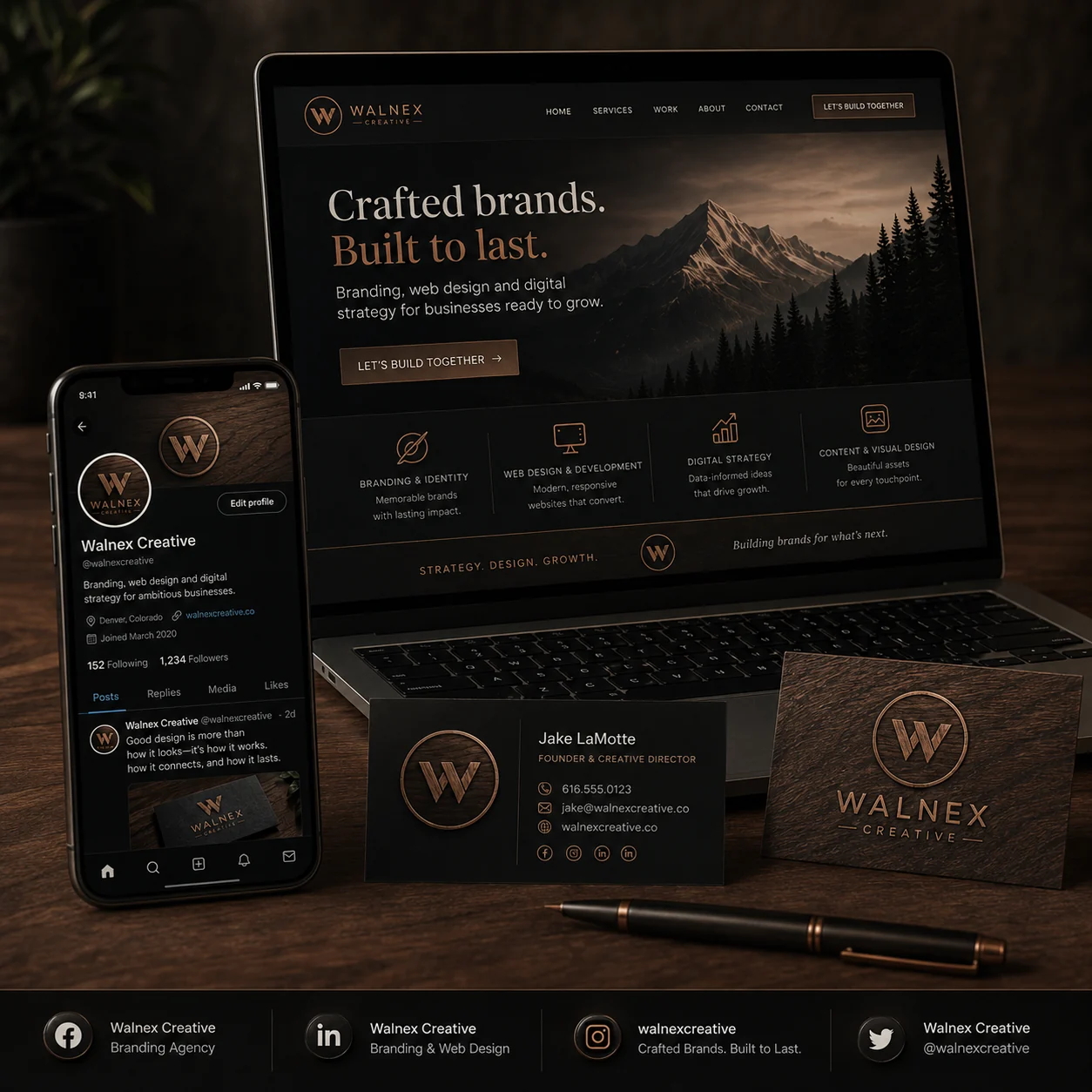 Walnex branded digital profile and website concept