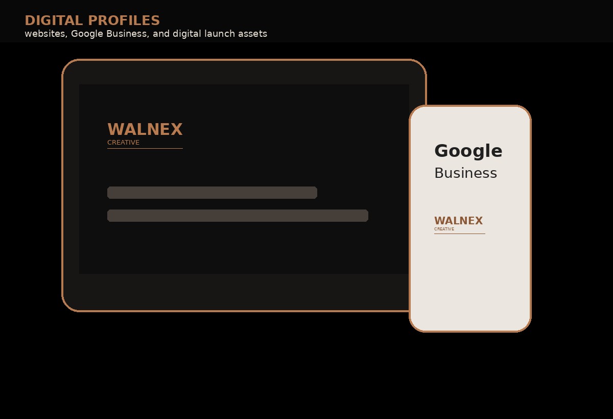 Walnex branded website and Google Business digital profile concept